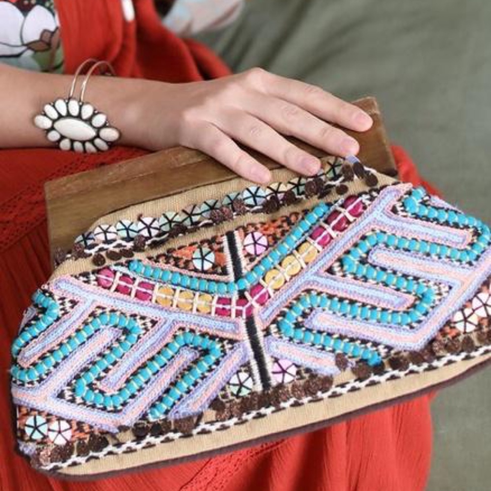 Embroidered Bead & Sequin Clutch